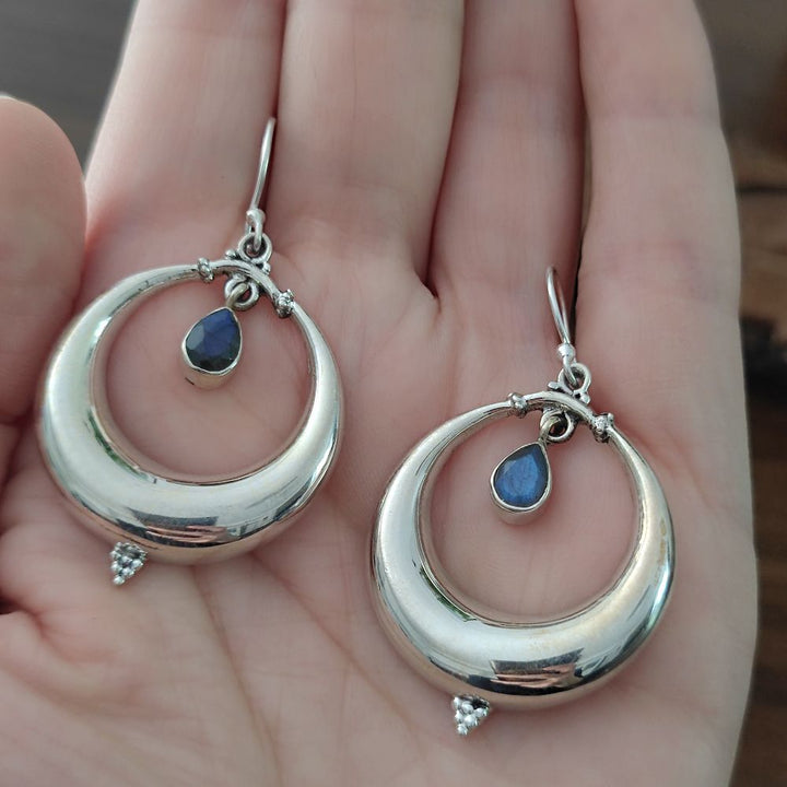ORECCHINI etnici con pietra in argento 925 - DUKURA
