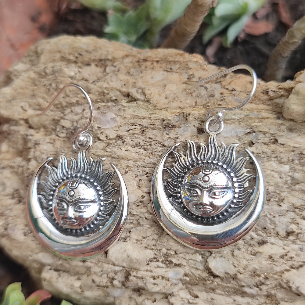 ORECCHINI etnici in argento 925 sole e luna - AMURLA