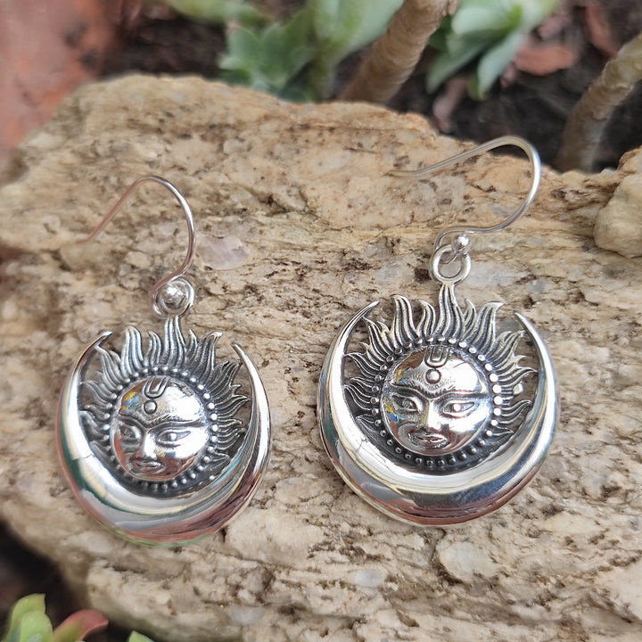 ORECCHINI etnici in argento 925 sole e luna - AMURLA