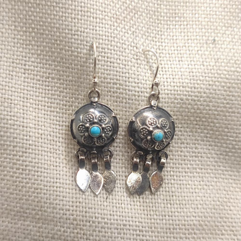 Orecchini etnici in argento 925 turchese - PRITH
