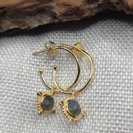 ORECCHINI in argento dorato con pietra - RAJDOOR