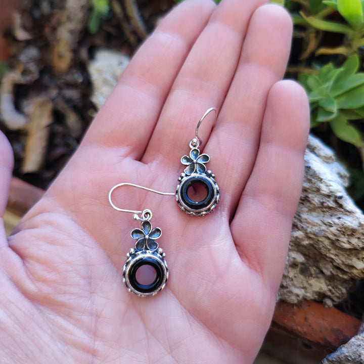 Orecchini etnici in argento 925 pietra - FLOWER