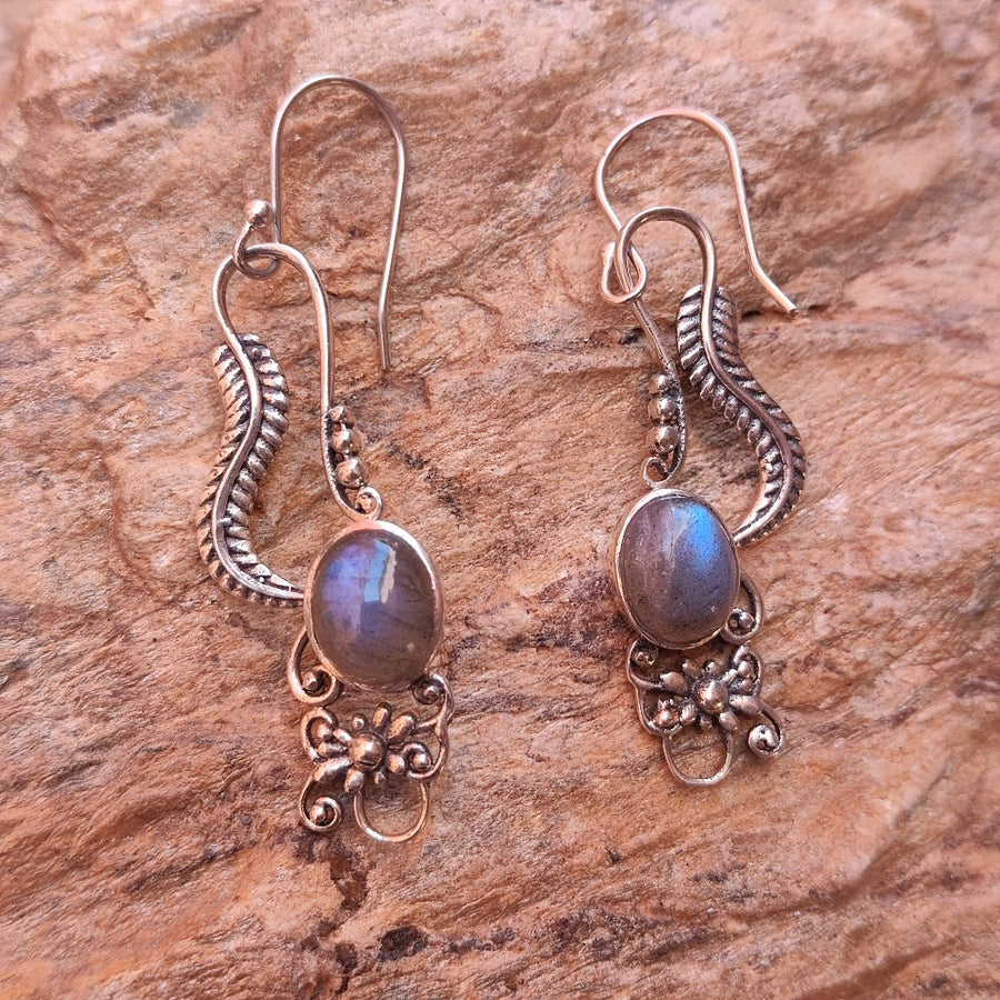 Orecchini artigianali con pietra in argento 925 - LUCKNOW
