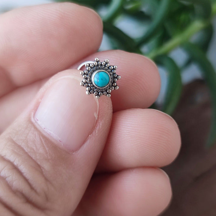ORECCHINI da naso argento 925 con spirale e pietra - SANTORINI