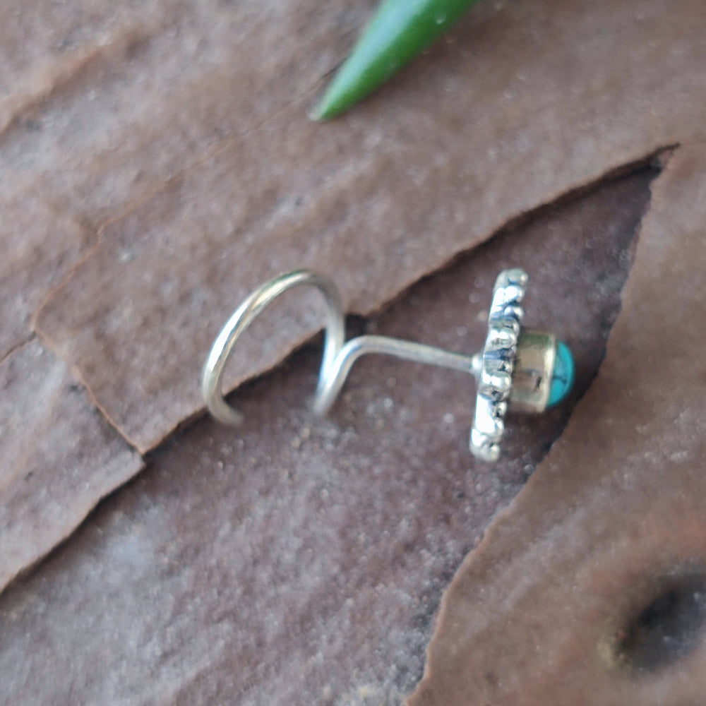 ORECCHINI da naso argento 925 con spirale e pietra - SANTORINI