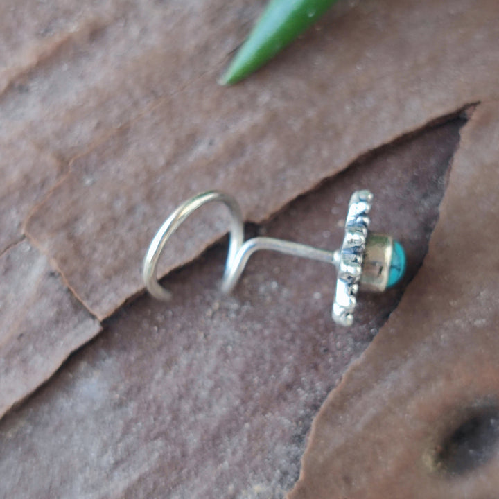 ORECCHINI da naso argento 925 con spirale e pietra - SANTORINI