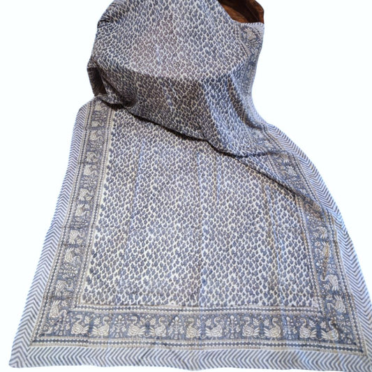Pareo - Sciarpa UDAY artigianale in cotone con fantasie tribali - Telo mare
