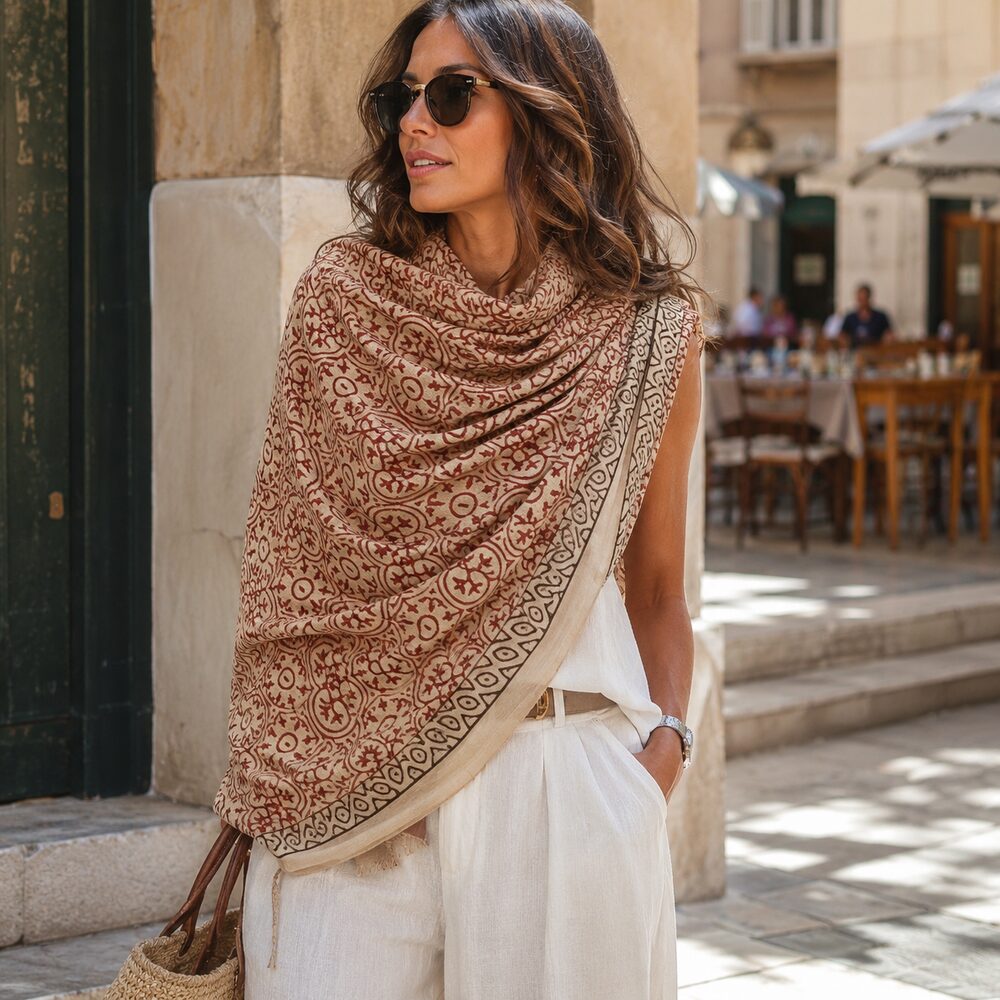 SCIARPA cotone - Pareo indiano artigianale - PIANOSA – immagine5
