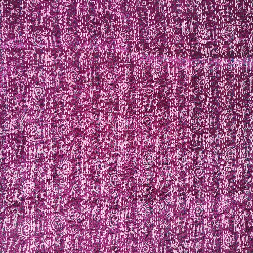 Sciarpa KANTHA con tessuti vintage misto seta ricamo a mano - LAVANDA