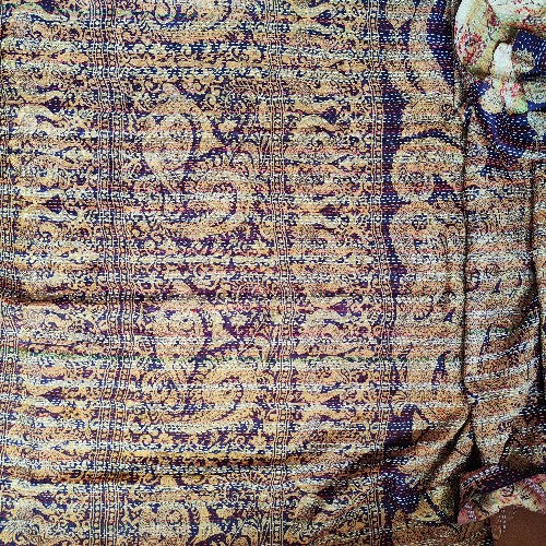 STOLA da donna KANTHA con tessuti vintage misto seta ricamo a mano - CHURAEE