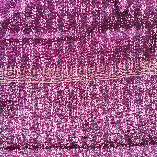 Sciarpa KANTHA con tessuti vintage misto seta ricamo a mano - LAVANDA