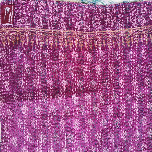 Sciarpa KANTHA con tessuti vintage misto seta ricamo a mano - LAVANDA