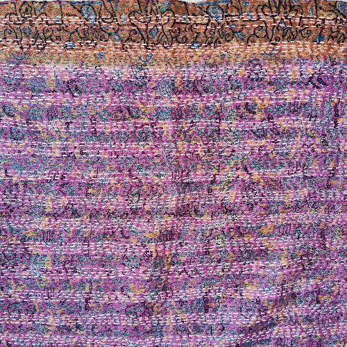 Sciarpa KANTHA con tessuti vintage misto seta ricamo a mano - LAVANDA