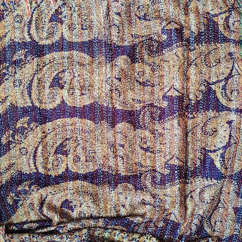 STOLA da donna KANTHA con tessuti vintage misto seta ricamo a mano - CHURAEE