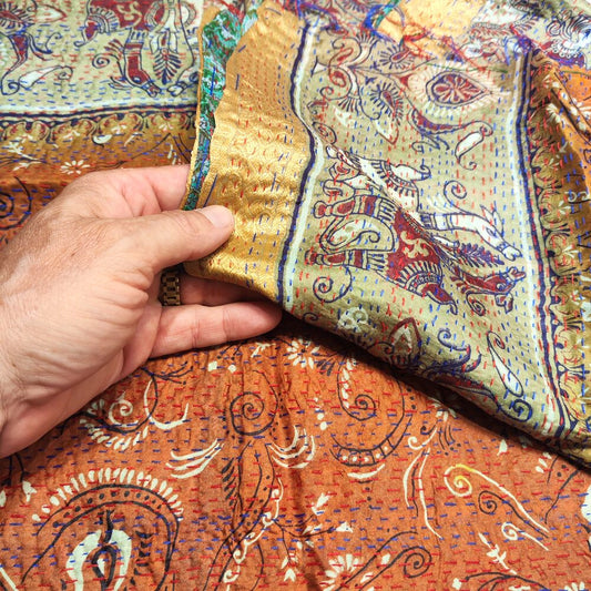 Sciarpa KANTHA con tessuti vintage misto seta ricamo - MEINA