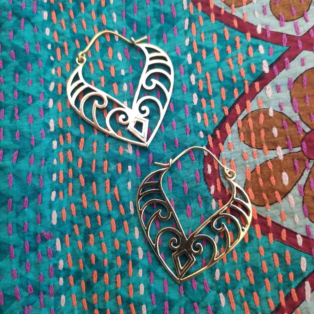 ETHNIC EARRINGS Polished brass Handcrafted earrings