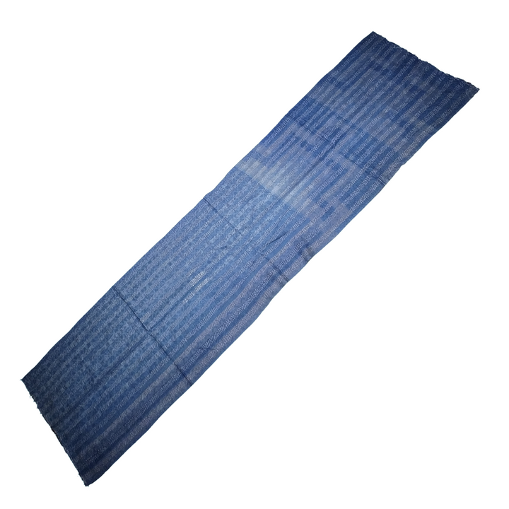 Sciarpa KANTHA con tessuti vintage misto seta ricamo a mano blu