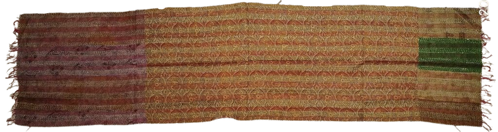 Sciarpa KANTHA con tessuti vintage misto seta ricamo a mano beige blu