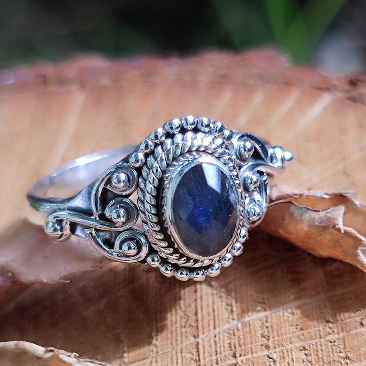 Anello argento 925 con pietra ovale - KUDALOI labradorite