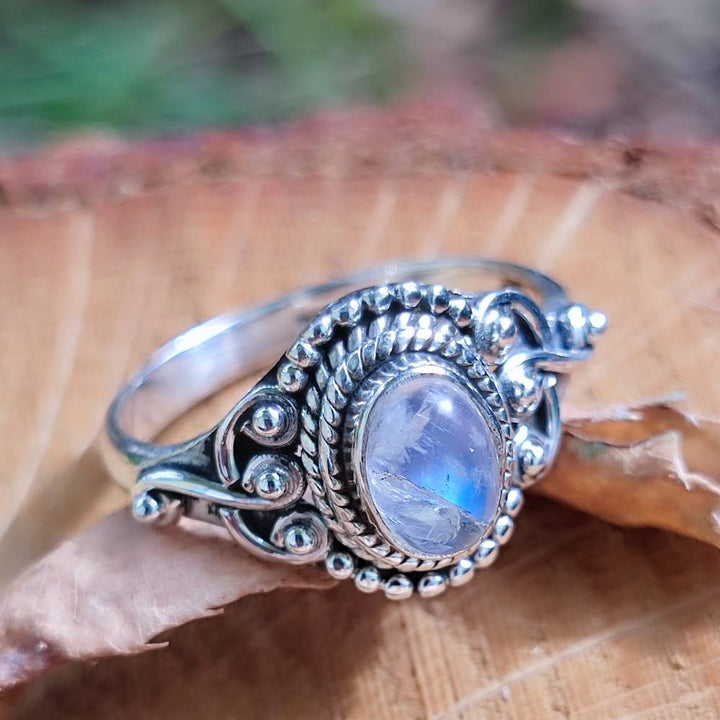 Anello argento 925 con pietra ovale - KUDALOI pietra di luna