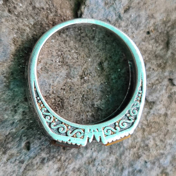 Anello etnico in argento 925 con pietra - DABLA