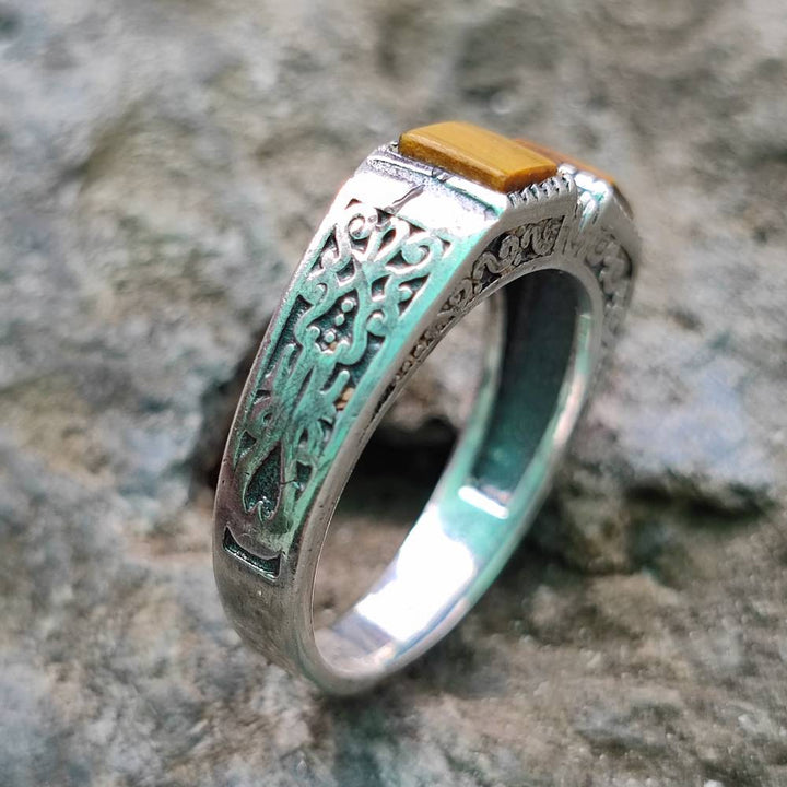 Anello etnico in argento 925 con pietra - DABLA