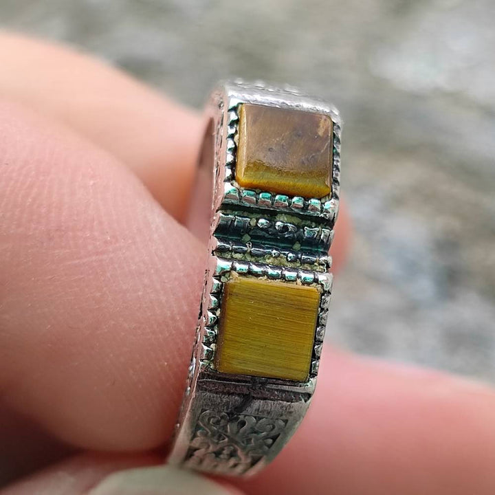 Anello etnico in argento 925 con pietra - DABLA