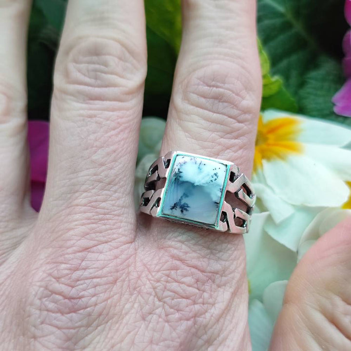 Anello etnico in argento 925 con pietra - LAMPLADEE