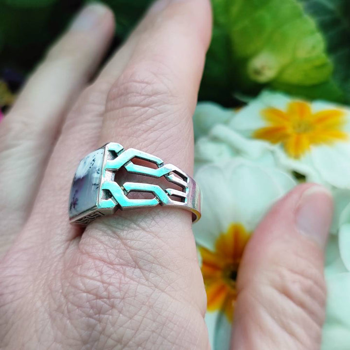 Anello etnico in argento 925 con pietra - LAMPLADEE