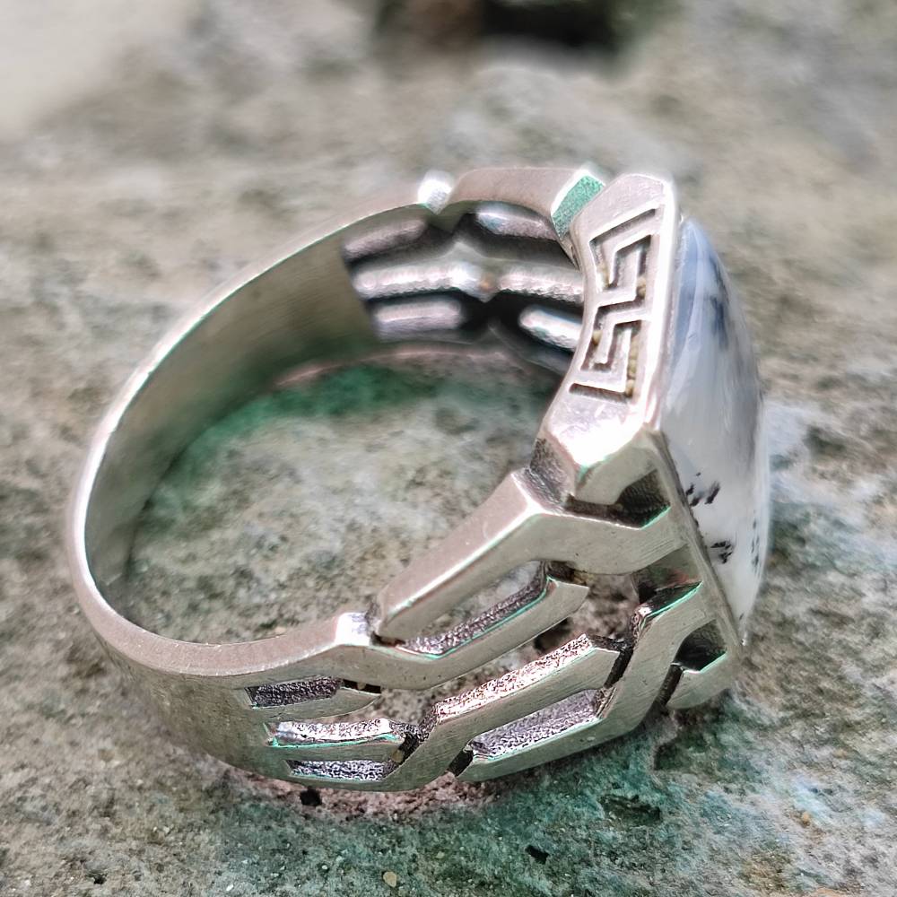 Anello etnico in argento 925 con pietra - LAMPLADEE