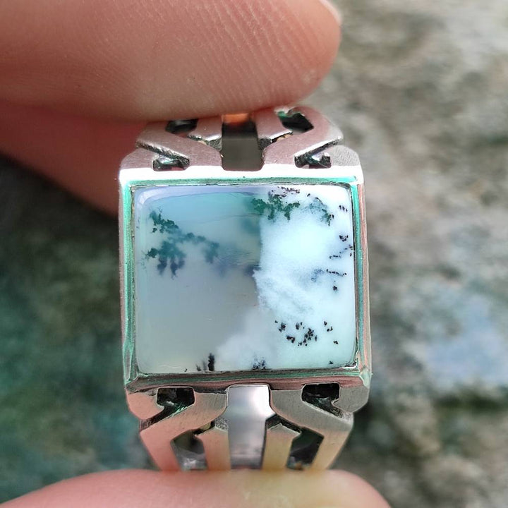 Anello etnico in argento 925 con pietra - LAMPLADEE