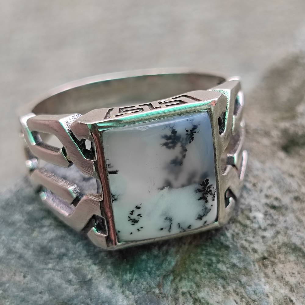 Anello etnico in argento 925 con pietra - LAMPLADEE