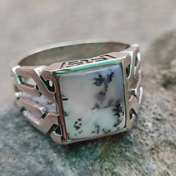 Anello etnico in argento 925 con pietra - LAMPLADEE