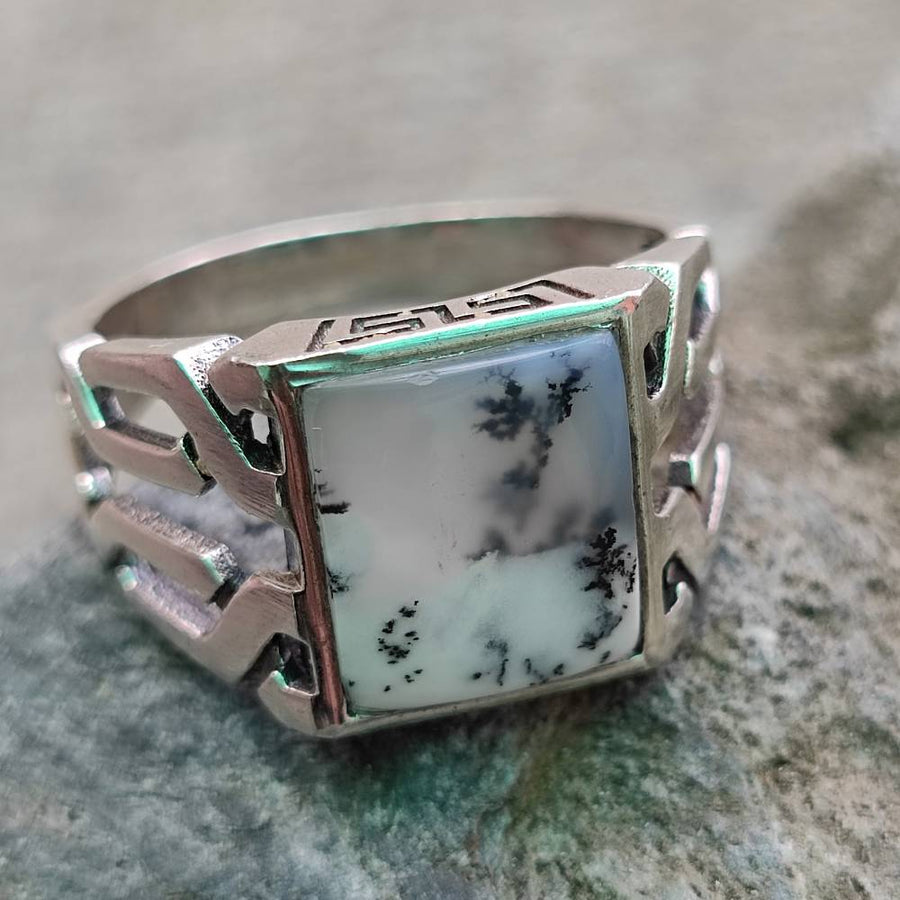 Anello etnico in argento 925 con pietra - LAMPLADEE