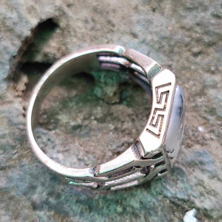 Anello etnico in argento 925 con pietra - LAMPLADEE