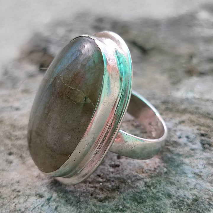 Anello etnico in argento 925 con pietra - MATACHAI