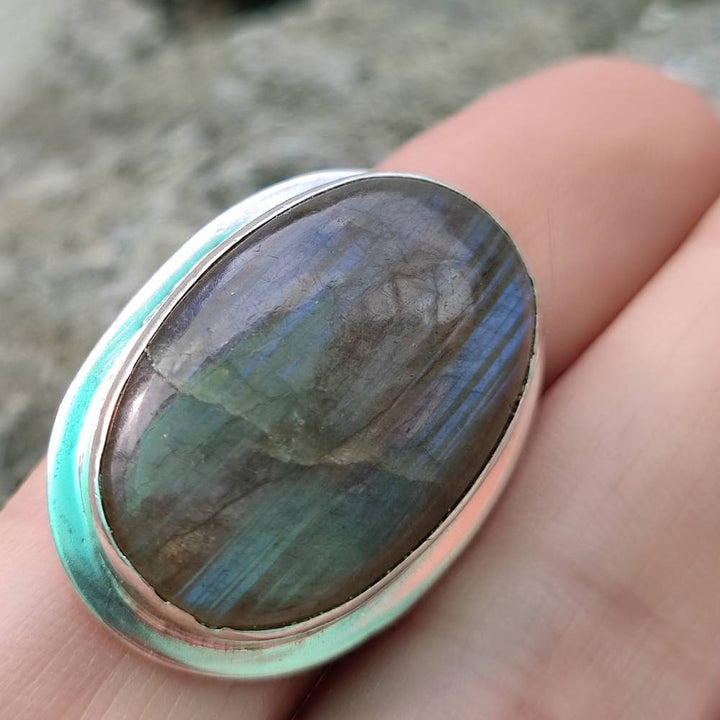 Anello etnico in argento 925 con pietra - MATACHAI
