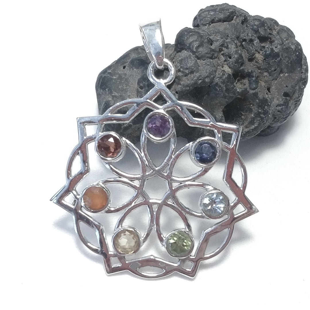 CIONDOLO PIETRA | in argento 925 con pietre CHAKRA | GIOIELLI ARGENTO