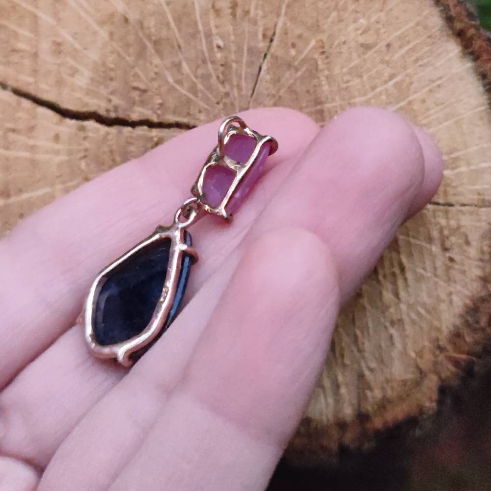 Ciondolo con pietra in argento 925 rosato con ZAFFIRO | GIOIELLI classici