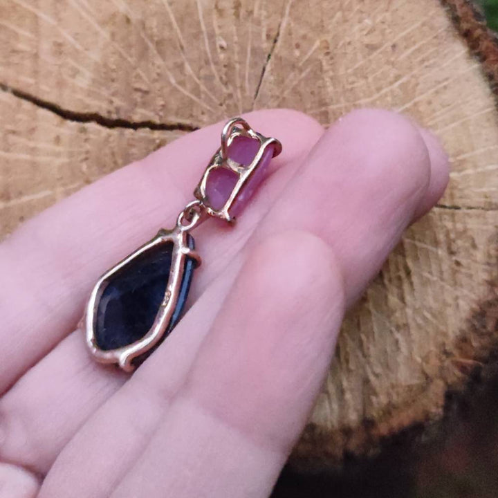 Ciondolo con pietra in argento 925 rosato con ZAFFIRO | GIOIELLI classici