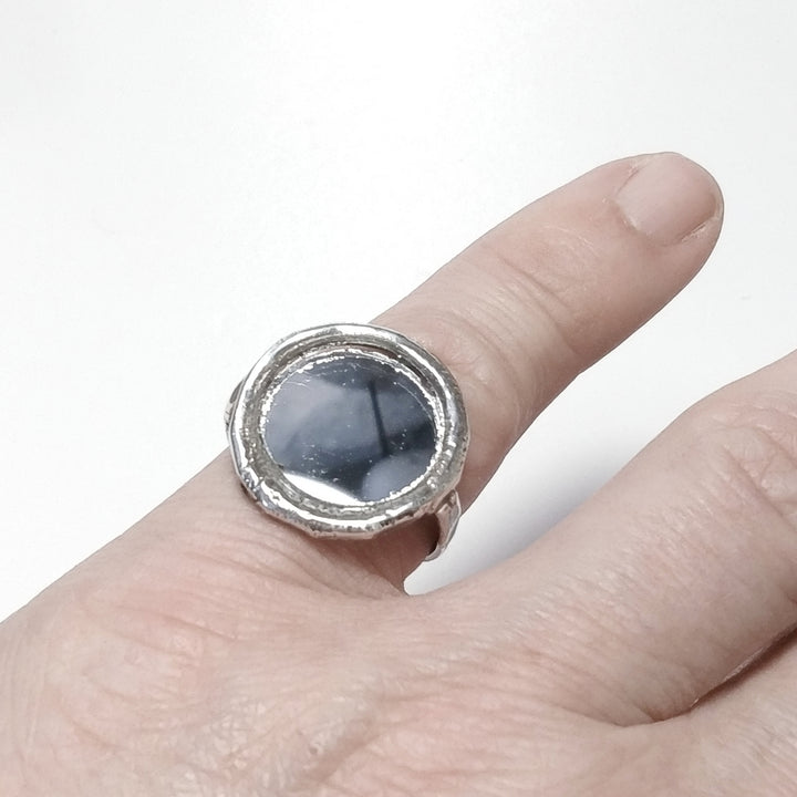 Anello con SPECCHIO in argento 925 - artigianale - Pezzo Unico