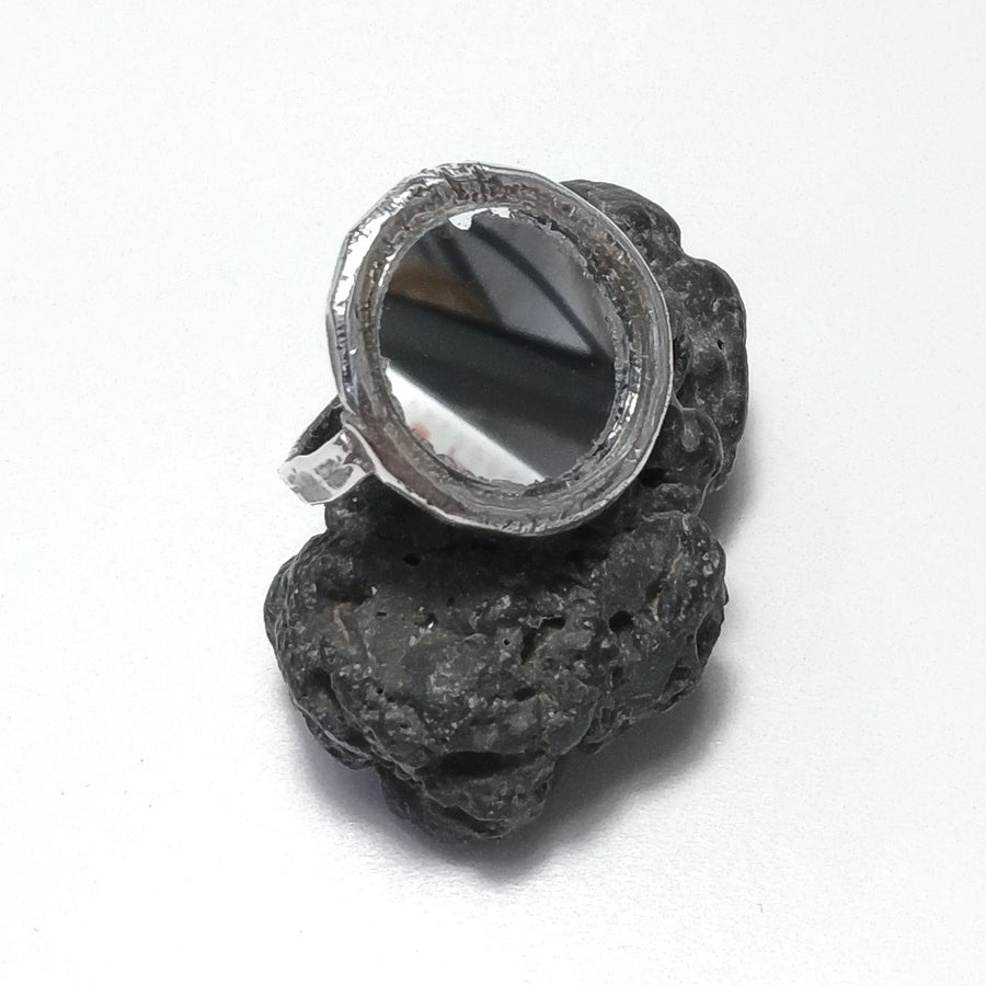 Anello con SPECCHIO in argento 925 - ARTIGIANALE - Pezzo Unico