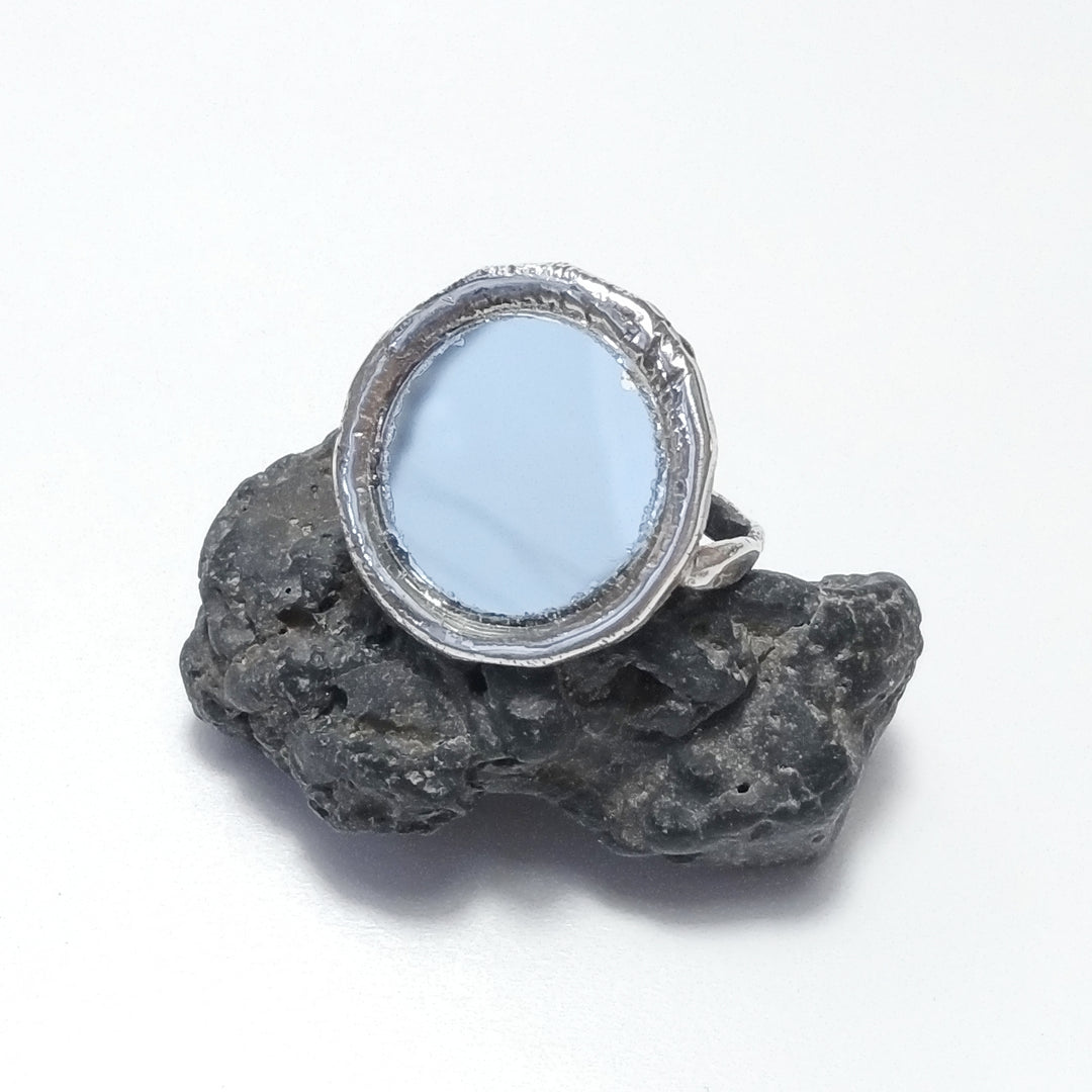 Anello con SPECCHIO in argento 925 - artigianale - Pezzo Unico