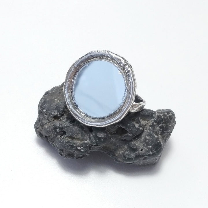 Anello con SPECCHIO in argento 925 - artigianale - Pezzo Unico