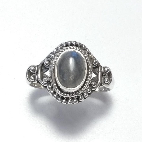 ANELLO ESHA artigianale in argento 925 con Labradotite , Ametista | GIOIELLI CON PIETRE