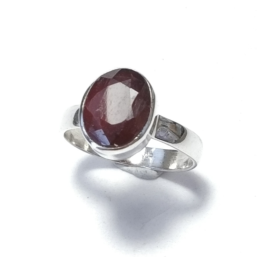 Handcrafted RING in 925 silver with Ruby Root, Amethyst
