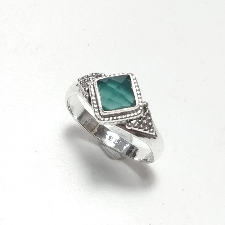 ANELLO artigianalein argento 925 con Onice verde, Turchese | GIOIELLI CON PIETRE