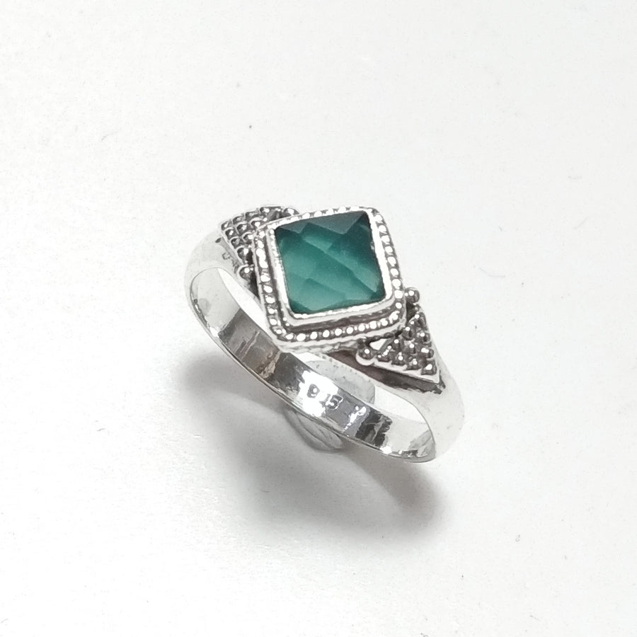 ANELLO artigianalein argento 925 con Onice verde, Turchese | GIOIELLI CON PIETRE