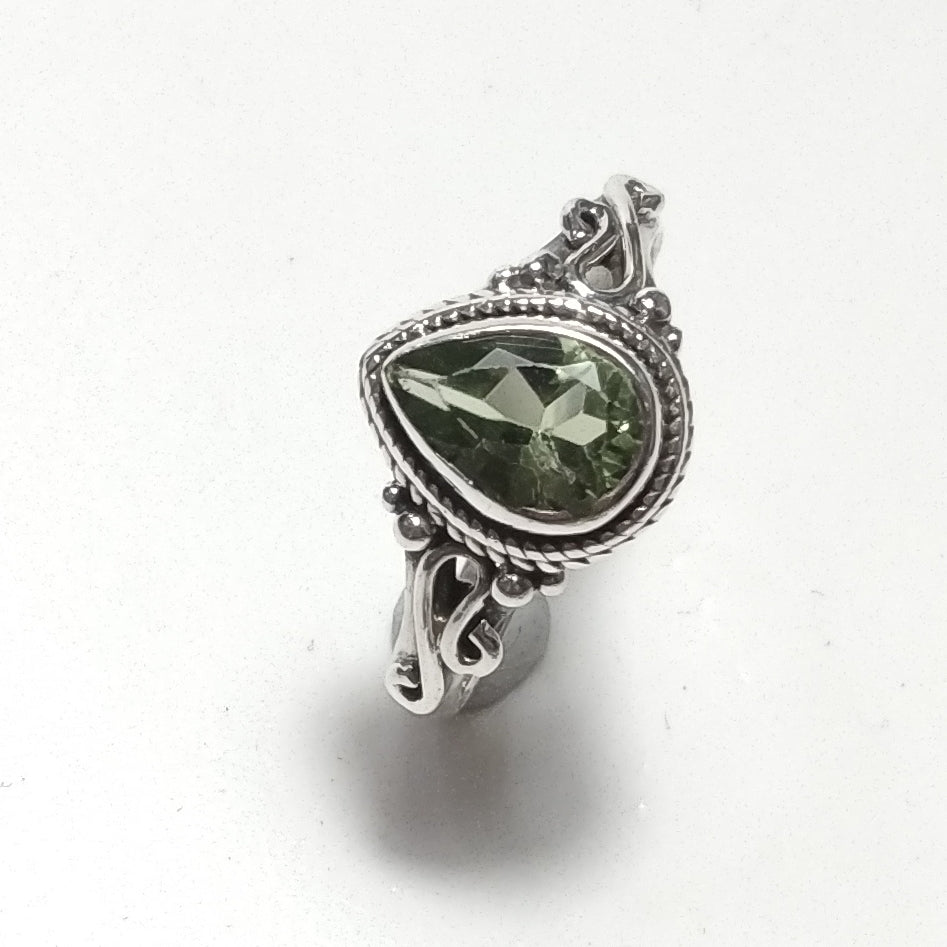 ANELLO artigianale in argento 925 con Peridoto Granato, Turchese