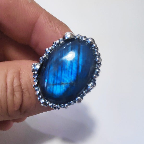 Anello DOT con pietra in argento 925 ANELLO artigianale Labradorite